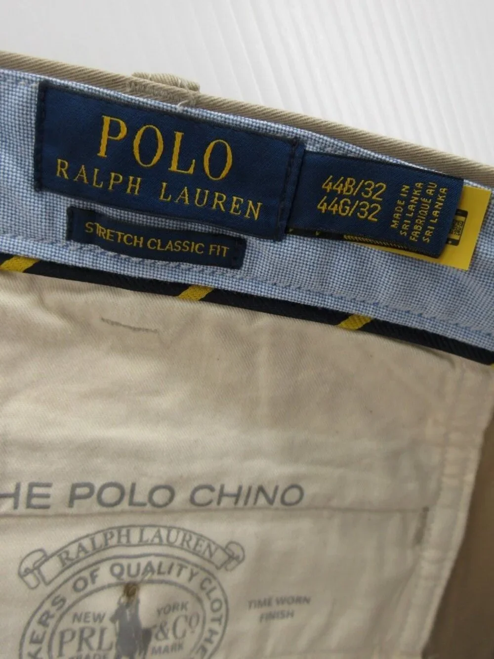Polo Ralph Lauren Pants 44X32 Big Tan Chino Stretch Classic Fit Preppy